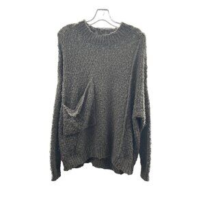 She + Sky Womens Crew Neck Loose Knit Sweater Gray One Size Fits All